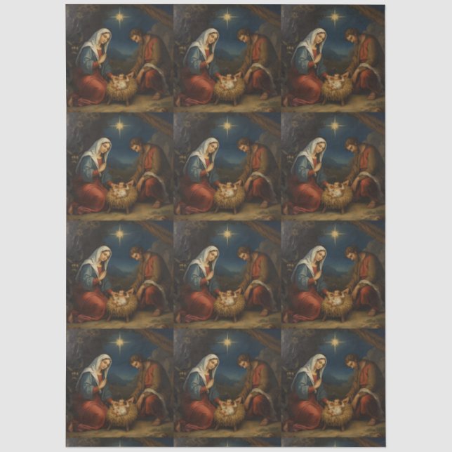 Papel de seda decoupage de la Virgen María y Jesús (Anverso)