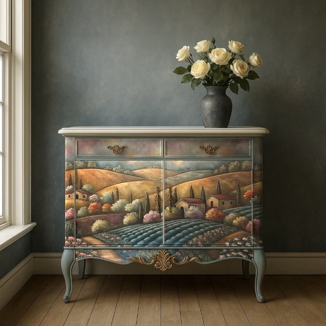 Papel De Seda Decoupage de las colinas vitícolas toscanas (Tuscan Vineyard Hills Decoupage Tissue Paper)