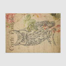 Papel De Seda Decoupage de Lechuza de Arte de la Línea de Postal