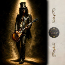 Decoupage de leyenda de guitarra de rock oscuro