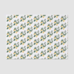 Papel De Seda Decoupage de limones y vegetación acuarela boho
