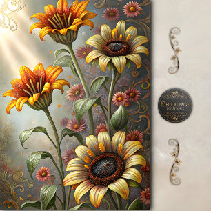 Papel De Seda Decoupage de Lirio de Girasol Caprichoso