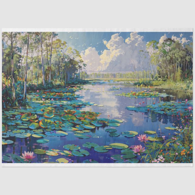 Papel De Seda Decoupage de lirios del río de los Everglades de F (Anverso)