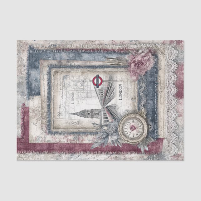 Papel De Seda Decoupage de Londres y Lace (Anverso)
