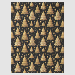 Papel De Seda Decoupage de los Árboles Vintage Gold Christmas