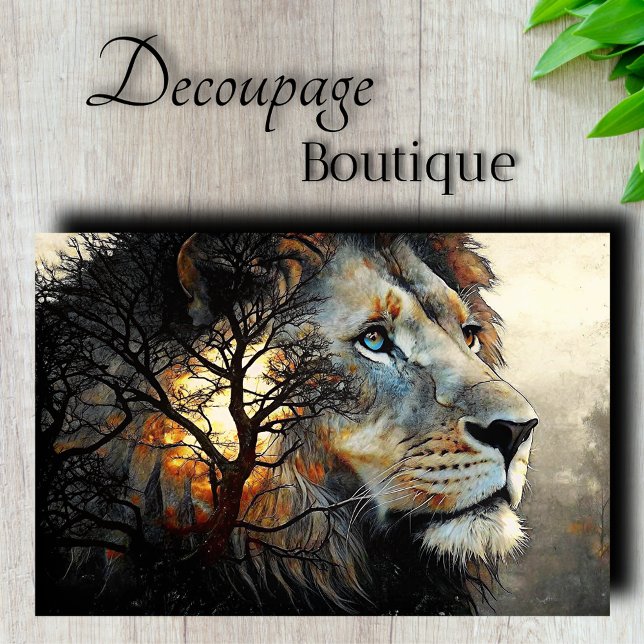 Papel De Seda Decoupage de los Leones de Espíritu (Spirit Lion Decoupage Tissue Paper)