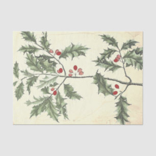 Papel De Seda Decoupage de los Navidades de Vintage Holly and be