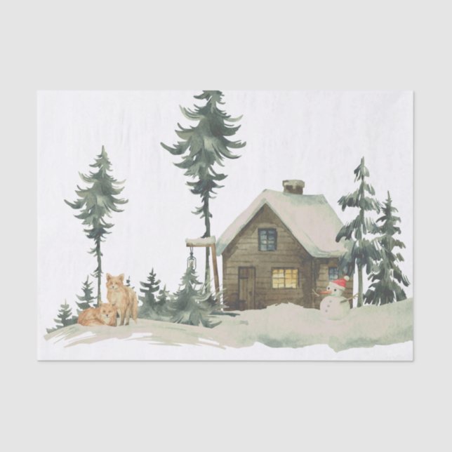 Papel De Seda Decoupage de los zorros de invierno (Anverso)