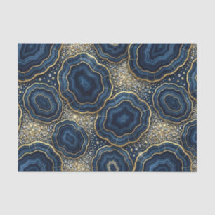 Papel De Seda Decoupage de Lujo Geoda de Ágata Azul Marino + D