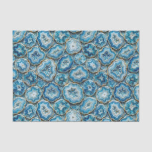 Papel De Seda Decoupage de Lujo Geoda de Ágata Azul Oceánico +