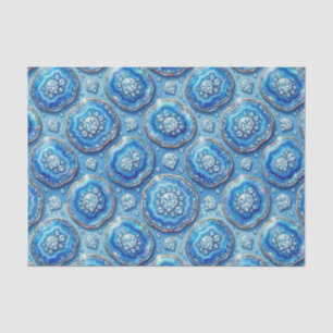 Papel De Seda Decoupage de Lujo Geoda de Ágata Azul Oceánico +