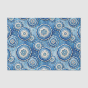 Papel De Seda Decoupage de Lujo Geoda de Ágata Azul Oceánico y