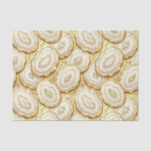 Papel De Seda Decoupage de Lujo Geoda de Ágata Blanca y Dorada