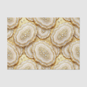 Papel De Seda Decoupage de Lujo Geoda de Ágata Blanca y Dorada