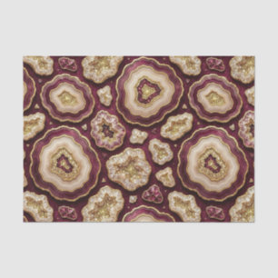 Papel De Seda Decoupage de Lujo Geoda de Ágata Burgundy + Oro