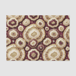 Papel De Seda Decoupage de Lujo   Geoda de Ágata Burgundy + Oro
