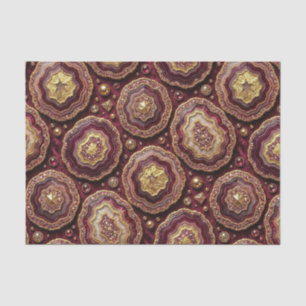 Papel De Seda Decoupage de Lujo Geoda de Ágata Burgundy + Oro