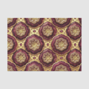 Papel De Seda Decoupage de Lujo Geoda de Ágata Burgundy + Oro