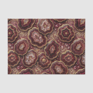 Papel De Seda Decoupage de Lujo Geoda de Ágata Burgundy + Oro