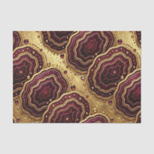 Papel De Seda Decoupage de Lujo Geoda de Ágata Burgundy + Oro