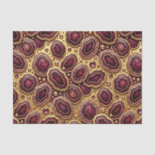 Papel De Seda Decoupage de Lujo Geoda de Ágata Burgundy + Oro