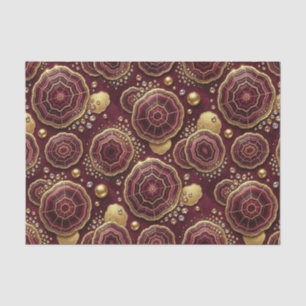 Papel De Seda Decoupage de Lujo Geoda de Ágata Burgundy + Oro