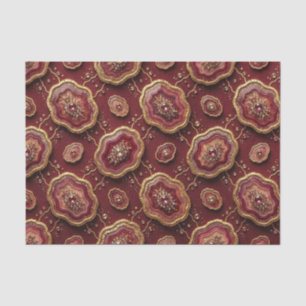 Papel De Seda Decoupage de Lujo Geoda de Ágata Burgundy + Oro