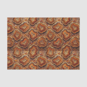 Papel De Seda Decoupage de Lujo Geoda de Ágata Dorada y Naranj