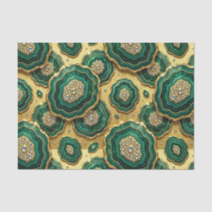 Papel De Seda Decoupage de Lujo Geoda de Ágata Dorada y Verde