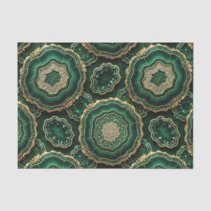 Papel De Seda Decoupage de Lujo Geoda de Ágata Dorada y Verde