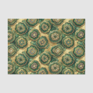 Papel De Seda Decoupage de Lujo Geoda de Ágata Dorada y Verde