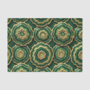 Papel De Seda Decoupage de Lujo Geoda de Ágata Dorada y Verde