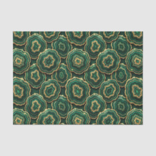 Papel De Seda Decoupage de Lujo Geoda de Ágata Dorada y Verde