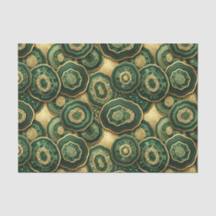 Papel De Seda Decoupage de Lujo   Geoda de Ágata Dorada y Verde 