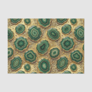 Papel De Seda Decoupage de Lujo Geoda de Ágata Dorada y Verde