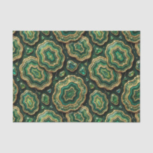 Papel De Seda Decoupage de Lujo Geoda de Ágata Dorada y Verde