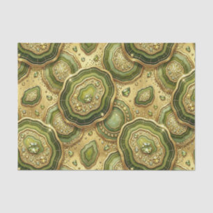 Papel De Seda Decoupage de Lujo Geoda de Ágata Oliva Verde + D