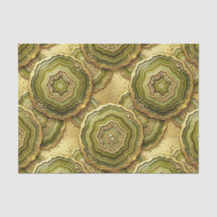 Papel De Seda Decoupage de Lujo Geoda de Ágata Oliva Verde + D