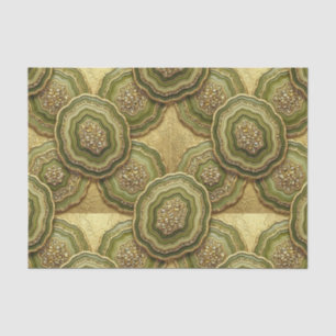 Papel De Seda Decoupage de Lujo   Geoda de Ágata Oliva Verde + D