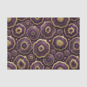 Papel De Seda Decoupage de Lujo Geoda de Ágata Púrpura y Dorad