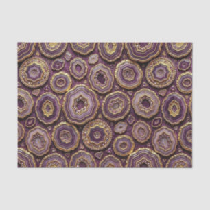 Papel De Seda Decoupage de Lujo Geoda de Ágata Púrpura y Dorad
