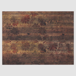 Papel De Seda Decoupage de Madera Rústica Floral Marrón