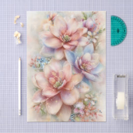 Papel De Seda Decoupage de Magnolia en Acuarela Pastel