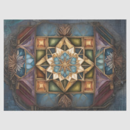 Papel De Seda Decoupage de mandala en color de joya atenuado