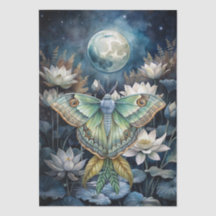 Papel de seda decoupage de mariposas lunares flora