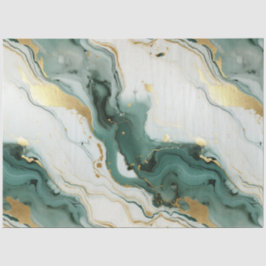 Papel De Seda Decoupage de mármol blanco verde