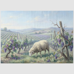 Papel De Seda Decoupage de ovejas pastando en viñedo