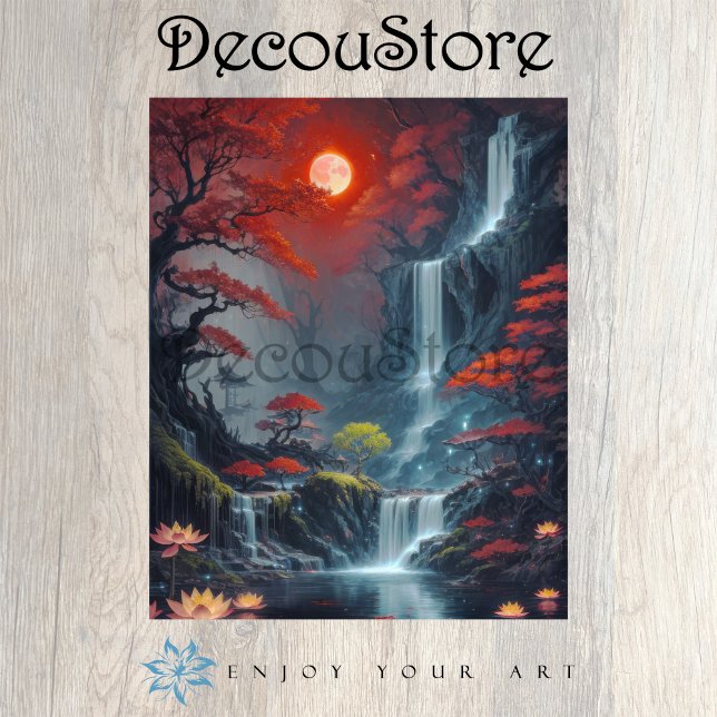 Papel De Seda Decoupage de paisaje con cascada (Subido por el creador)