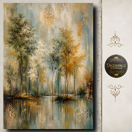 Papel De Seda Decoupage de paisaje de reflexión del bosque seren