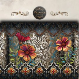 Papel De Seda Decoupage de panel floral boho